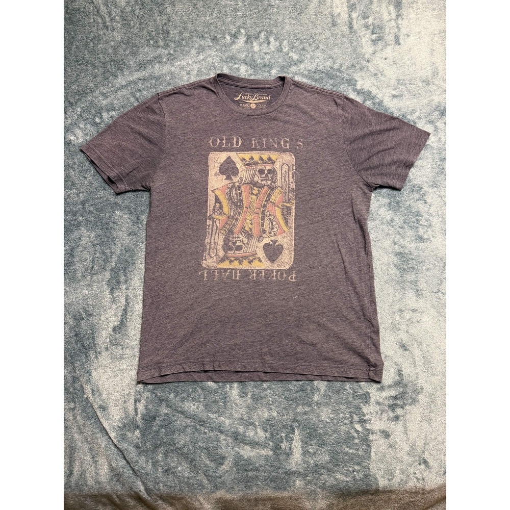 Lucky Brand Old Kings Poker Hall Graphic T-Shirt Large L Dark Heather Grey Tee